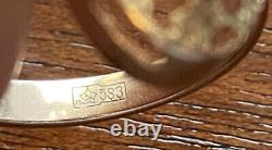Vintage 14K Rose Gold Large Pink Ruby USSR Russian Soviet Open Work Ring Sz 7.5