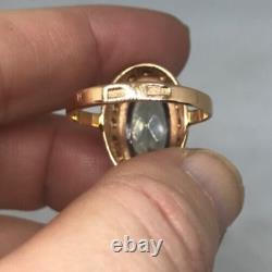 Vintage 14K Rose Gold Russian Alexandrite Ring Sz 5.75 USSR Soviet Ornate 4.9 gr