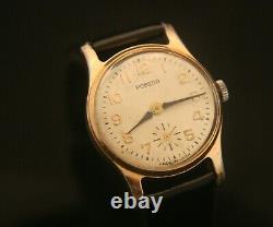 Vintage 1957 USSR men's Pobeda dial dress 17 jewel wristwatch, running great