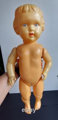 Vintage 1960's USSR Russian Soviet CELLULOID LARGE Toy Doll GIRL