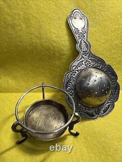 Vintage 1960s Soviet Russian USSR 875 SILVER, Gilt Tea Strainer 55 grams #0157