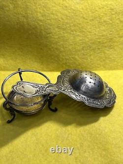 Vintage 1960s Soviet Russian USSR 875 SILVER, Gilt Tea Strainer 55 grams #0157