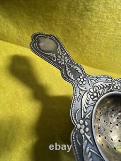 Vintage 1960s Soviet Russian USSR 875 SILVER, Gilt Tea Strainer 55 grams #0157