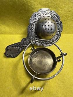 Vintage 1960s Soviet Russian USSR 875 SILVER, Gilt Tea Strainer 55 grams #0157