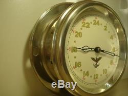 Vintage 24 Hours 1956 Russian Ussr Military Navy Marine Ship Boat Clock Watch