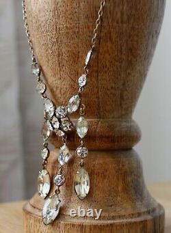 Vintage Antique Soviet USSR Russian Necklace Sterling Silver 875 Crystal Stones
