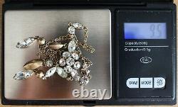 Vintage Antique Soviet USSR Russian Necklace Sterling Silver 875 Crystal Stones