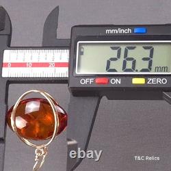 Vintage Baltic Honey Amber Dangle Earrings Russian Soviet USSR 14K 583 Gold RARE