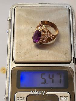 Vintage Beautiful 14K 583 GOLD Russian Soviet USSR ring Stone Alexandrite Perfec