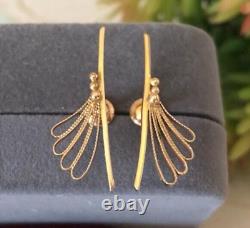 Vintage Earrings Gold 583 14K Jewelry Women USSR Russian Soviet Screw Rare Old