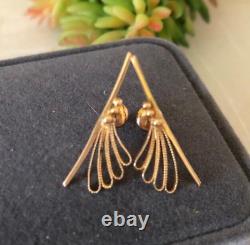 Vintage Earrings Gold 583 14K Jewelry Women USSR Russian Soviet Screw Rare Old
