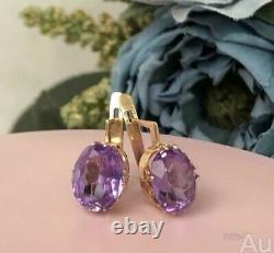 Vintage Earrings Gold 583 14K Soviet USSR Alexandrite Kyiv Women's Jewelry