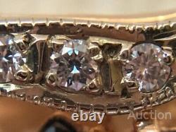 Vintage Earrings Gold 585 14K Sapphire Diamonds Russian Women's Jewelry Soviet