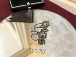 Vintage Earrings Silver 875 Rock Crystal Leningrad USSR Retro Women Jewelry 2.56
