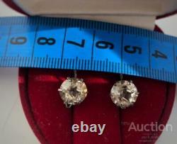 Vintage Earrings Silver 875 Rock Crystal Leningrad USSR Retro Women Jewelry 2.56