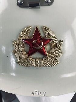 Vintage Fire Helmet USSR Soviet Russian FIGHTER FIREMAN Flip Down Visor Emblem