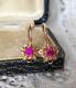Vintage Gold 583 14k Earrings Soviet Natural Sverdlovsk Ruby Women's Ussr Jewel