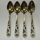 Vintage Leningrad 875 Silver Russian / Soviet Enamel Spoons Lot Of 4