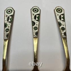 Vintage Leningrad 875 Silver Russian / Soviet Enamel Spoons Lot Of 4
