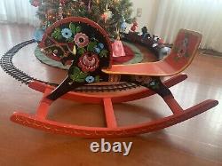 Vintage Made In USSR Soviet / Russian Folk Art Hand Painted Floral Rocking Horse