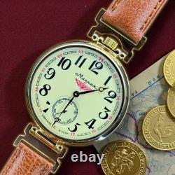 Vintage Molniya Watch Mechanical Aviator Wrist Golden Russian USSR Molnja Soviet
