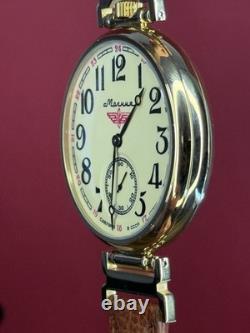 Vintage Molniya Watch Mechanical Aviator Wrist Golden Russian USSR Molnja Soviet