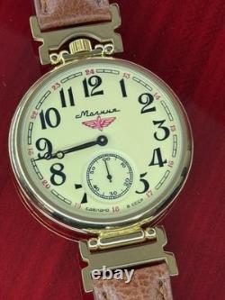 Vintage Molniya Watch Mechanical Aviator Wrist Golden Russian USSR Molnja Soviet