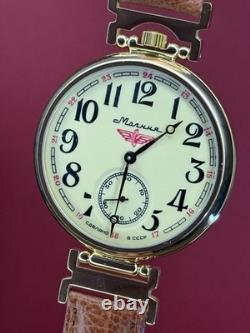 Vintage Molniya Watch Mechanical Aviator Wrist Golden Russian USSR Molnja Soviet