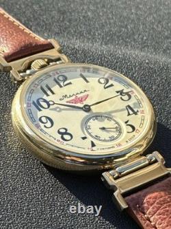 Vintage Molniya Watch Mechanical Aviator Wrist Golden Russian USSR Molnja Soviet