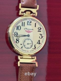 Vintage Molniya Watch Mechanical Aviator Wrist Golden Russian USSR Molnja Soviet