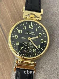 Vintage Molniya Watch Mechanical Soviet Russian USSR Molnija Men Leather Strap/