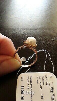 Vintage New Soviet Russian USSR 583,14k Gold Ring With Pearl Bronnitsa Size 8