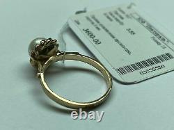 Vintage New Soviet Russian USSR 583,14k Gold Ring With Pearl Bronnitsa Size 8