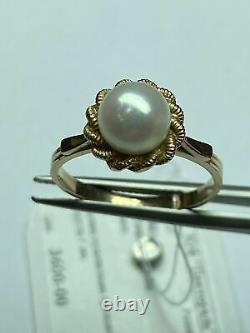 Vintage New Soviet Russian USSR 583,14k Gold Ring With Pearl Bronnitsa Size 8