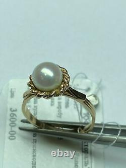 Vintage New Soviet Russian USSR 583,14k Gold Ring With Pearl Bronnitsa Size 8