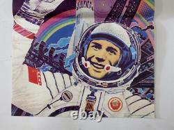 Vintage ORIGINAL USSR Soviet Russian Space Poster Cosmonautics Day 12/4/1984