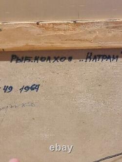 Vintage Oil Painting Silence After Victor Puzyrkov Ukraine Maritime Soviet USSR
