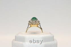 Vintage Original 18k Gold Natural Diamond And Emerald Russian Soviet Ring