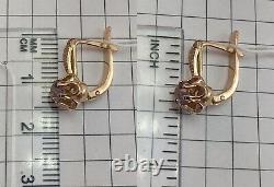 Vintage Original Soviet Russian Alexandrite Rose Gold Earrings 583 14K USSR