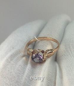 Vintage Original Soviet Russian Alexandrite Rose Gold Ring 583 14K, USSR