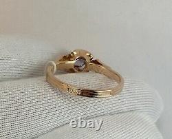 Vintage Original Soviet Russian Alexandrite Rose Gold Ring 583 14K USSR