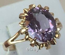 Vintage Original Soviet Russian Alexandrite Solid Rose Gold Ring 583 14K USSR