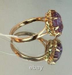 Vintage Original Soviet Russian Alexandrite Solid Rose Gold Ring 583 14K USSR