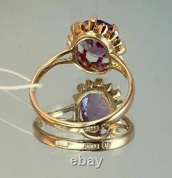 Vintage Original Soviet Russian Alexandrite Solid Rose Gold Ring 583 14K USSR