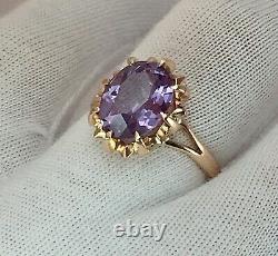 Vintage Original Soviet Russian Alexandrite Solid Rose Gold Ring 583 14K USSR