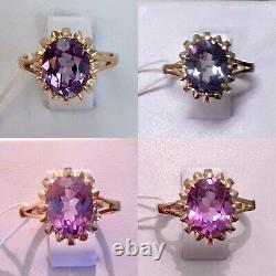 Vintage Original Soviet Russian Alexandrite Solid Rose Gold Ring 583 14K USSR