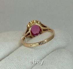Vintage Original Soviet Russian Amethyst Rose Gold Ring 583 14K USSR, Gold Ring