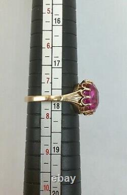 Vintage Original Soviet Russian Amethyst Rose Gold Ring 583 14K USSR, Gold Ring