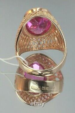 Vintage Original Soviet Russian Amethyst Rose Gold Ring 583 14K USSR, Solid Gold