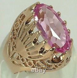 Vintage Original Soviet Russian Amethyst Solid Rose Gold Ring 583 14K USSR